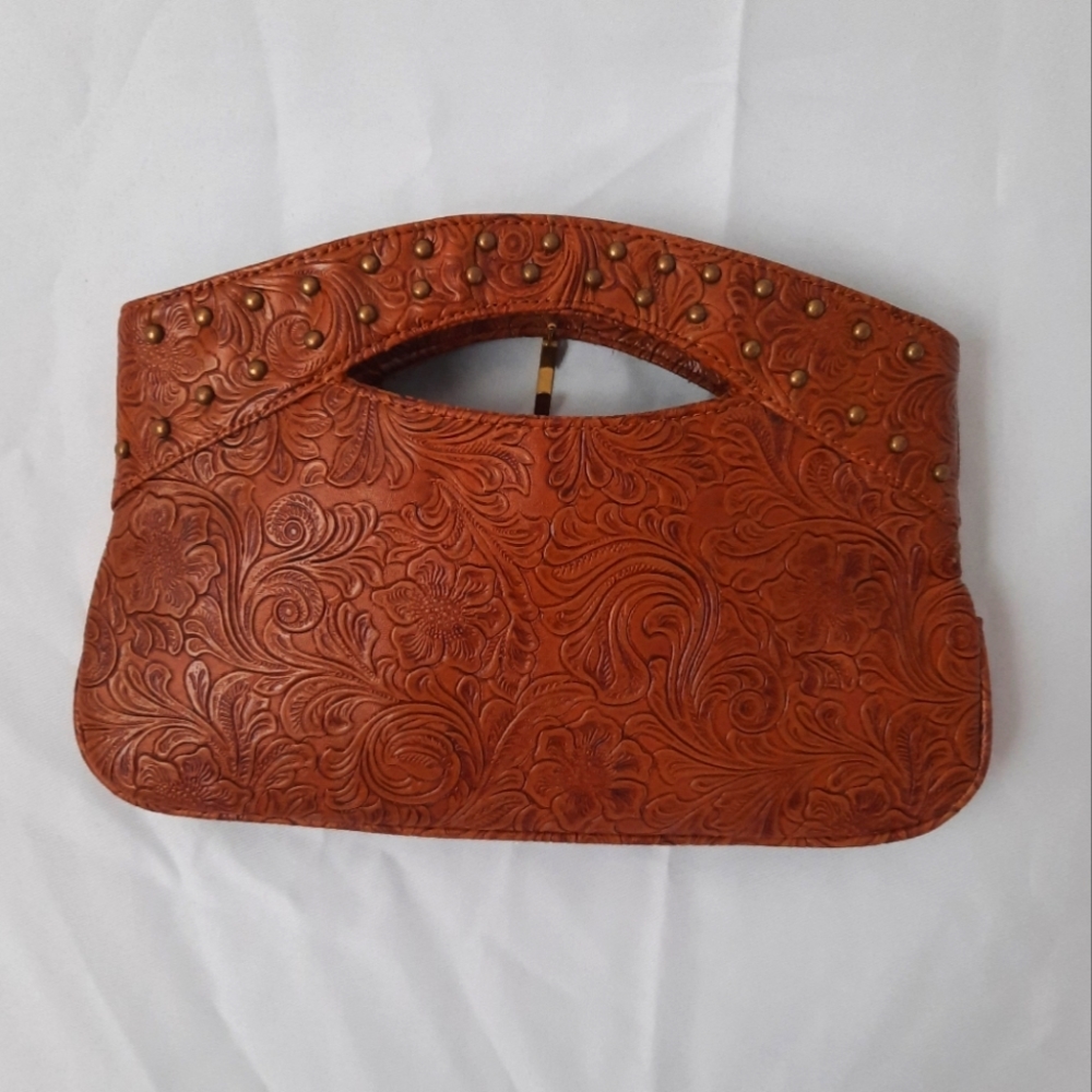 ALDO brown purse with brass detailing